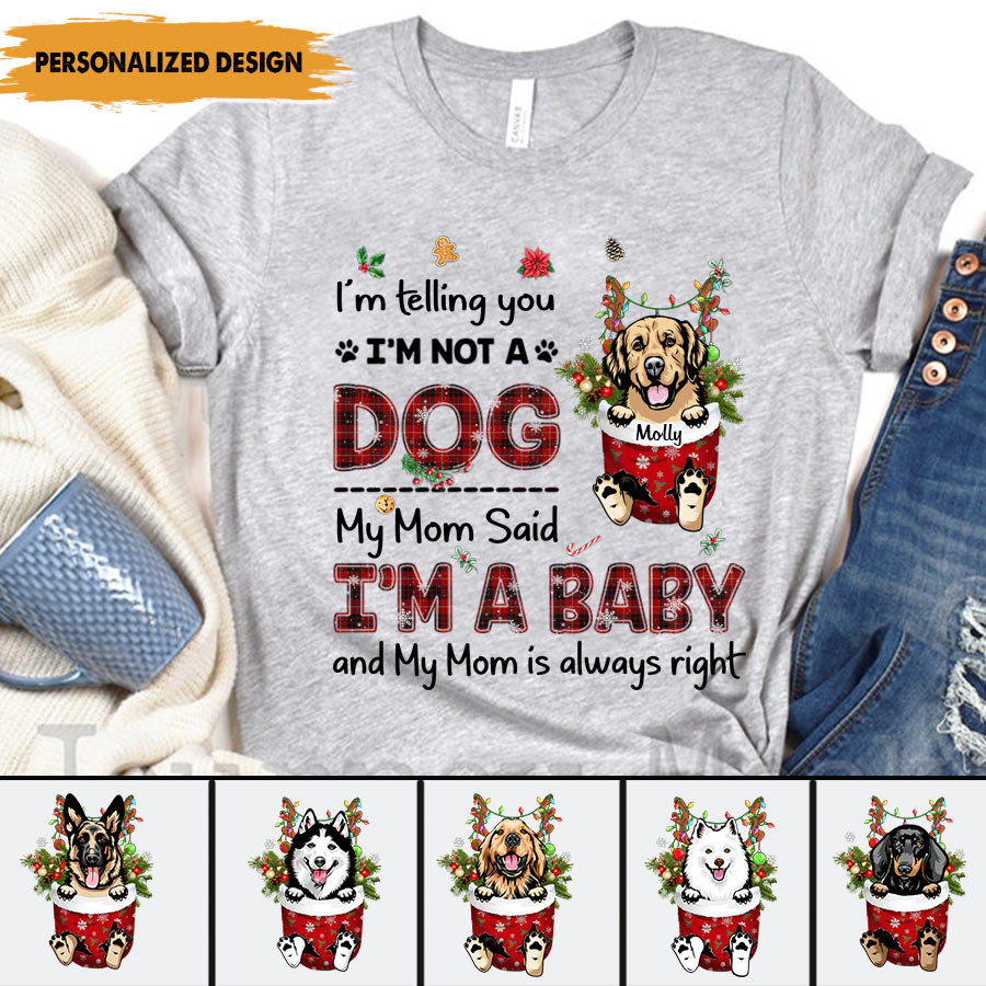 Customized Breed Puppy Faux Pocket I’M Not A Dog Funny Gift For Dog Mom Fur Mama Christmas Gift Tshirt Hoodie Sweater Hld26Sep22Va2