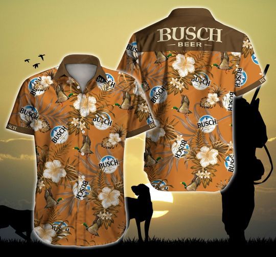 Busch Hunting Mallard Hawaii Ii Graphic Print Short Sleeve Hawaii Casual Shirt Ha8686