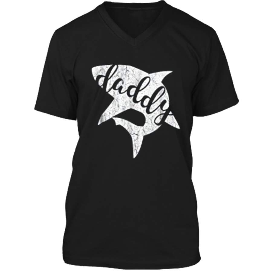 Daddy Shark  Matching Family  Shark Family Mens Printed V-Neck T