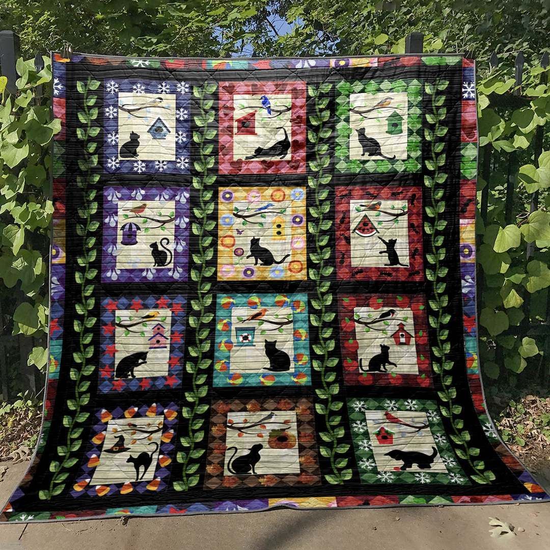 Sweet Cat Moments In A Square Quilt Blanket Great Customized Blanket Gifts For Birthday Christmas Thanksgiving Perfect Gifts For Animals Lovers