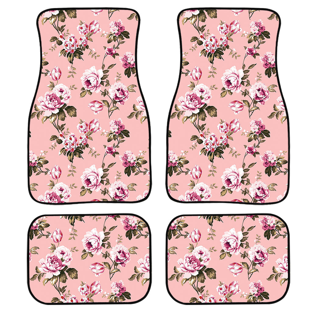 Shabby Chic Vintage Floral Print Front And Back Car Floor Mats, Front Car Mat