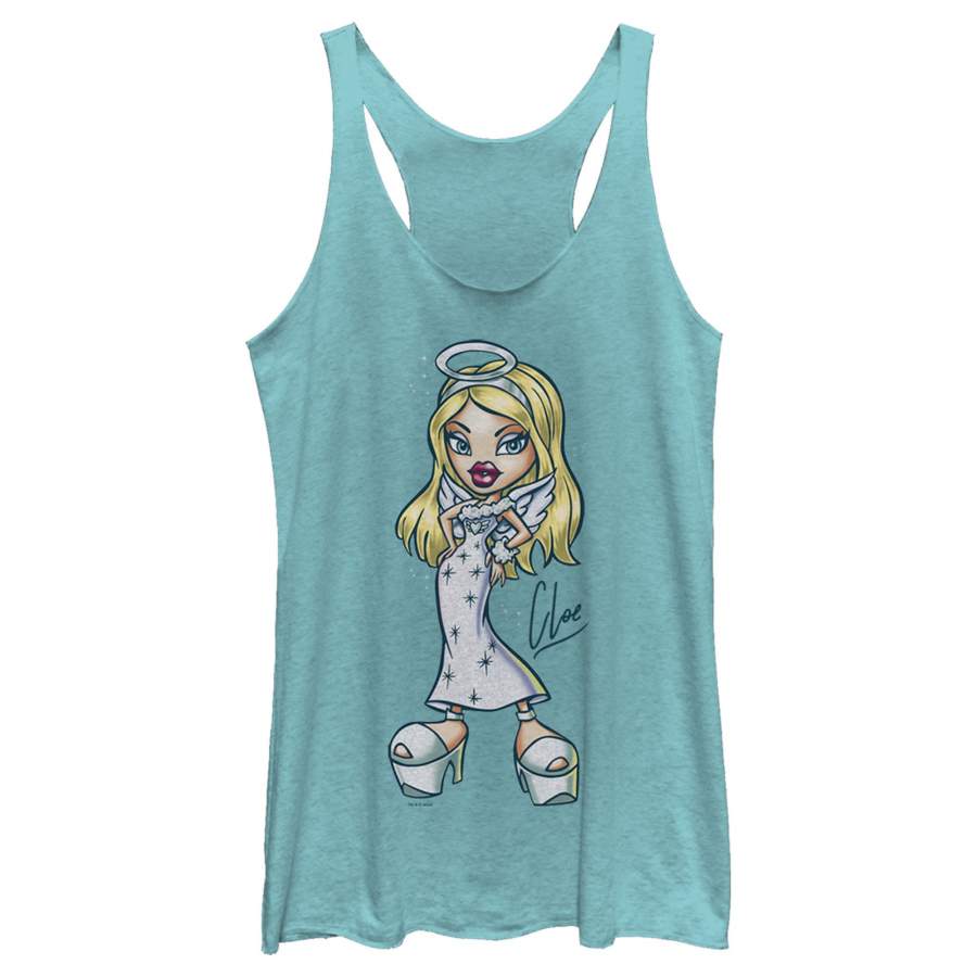 Bratz Women’s Cloe Angel Fashion  Racerback Tank Tahiti Blue XS