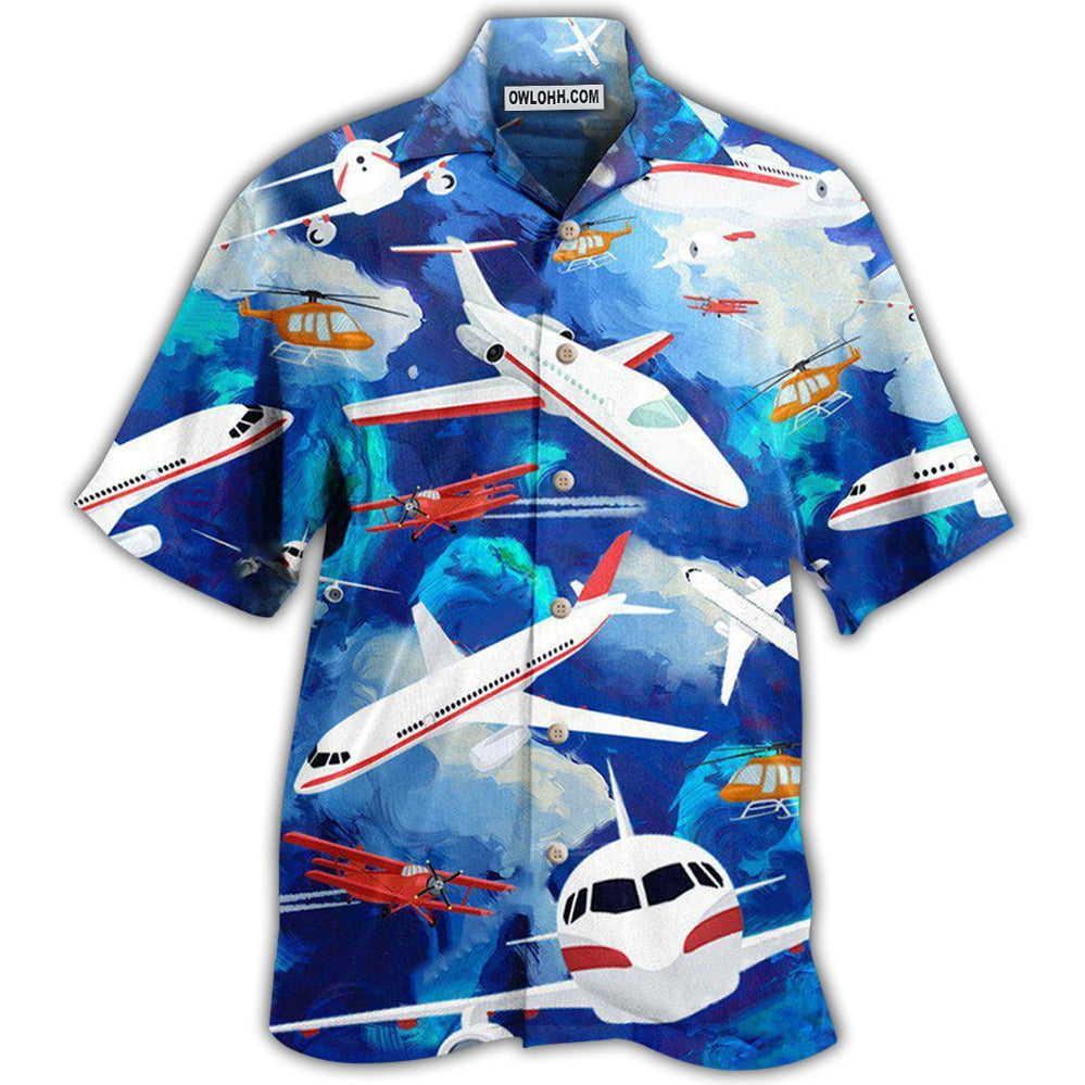 Airplane Life Is Simple Eat Sleep Fly In Sky – Hawaiian Shirt  – Owl Ohh