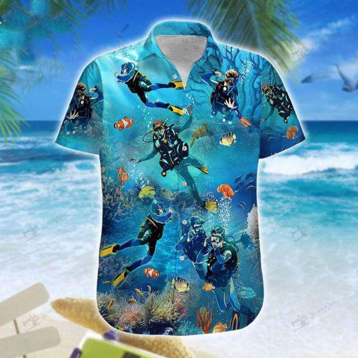 Amazing Coral Under Ocean Scuba Diving Unisex Hawaiian Shirts – Beach Shorts