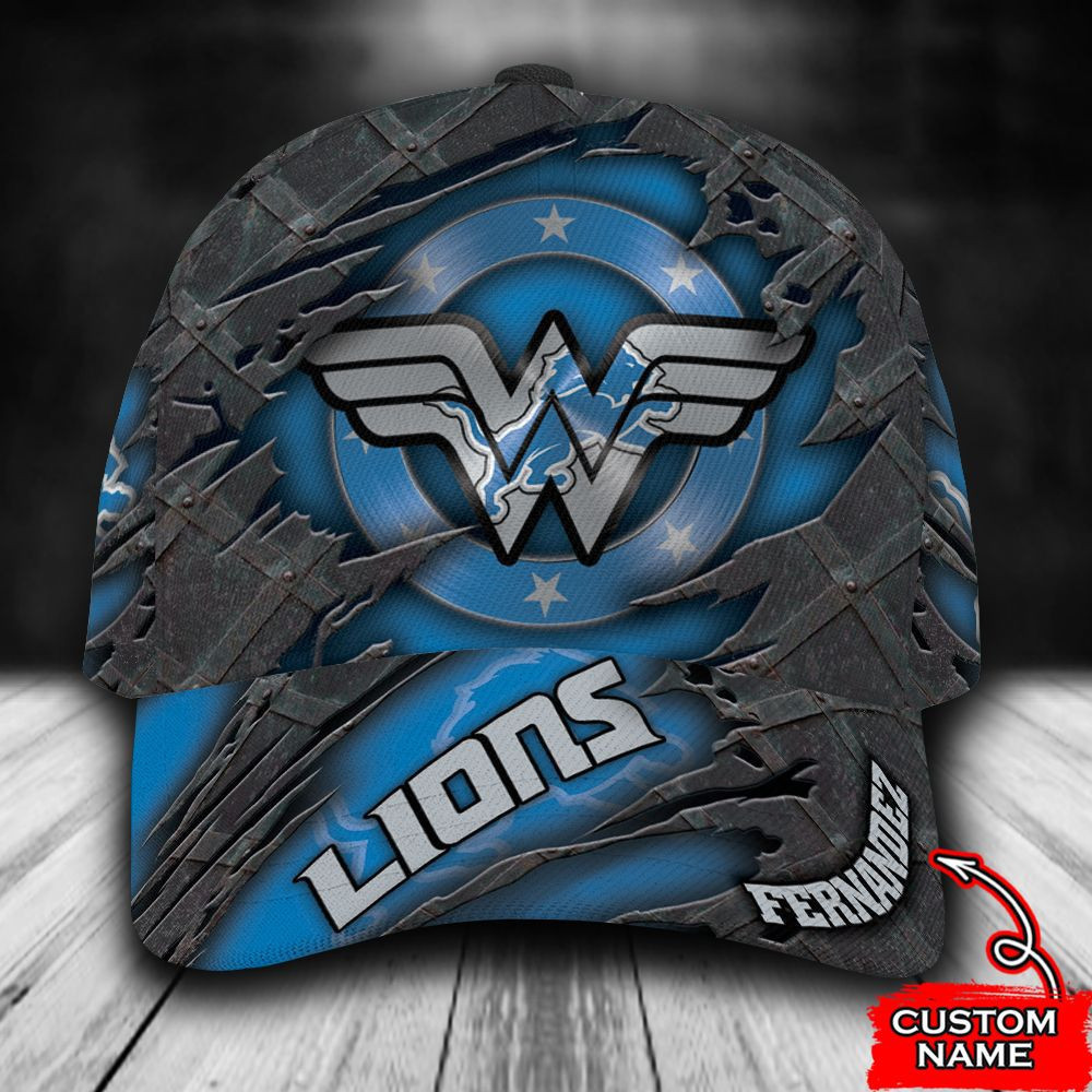 Personalized Detroit Lions Wonder Woman Logo All Over Print 3D Baseball Cap – Blue