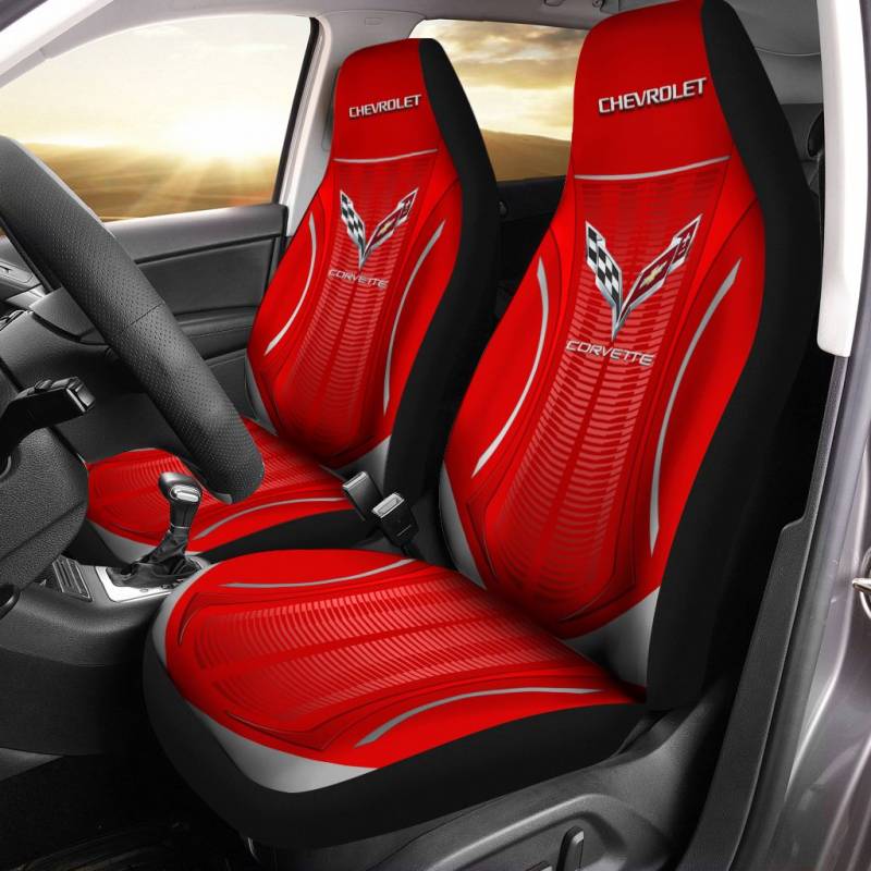 Chevrolet Corvette NTA Car Seat Cover (Set of 2) Ver 4 (Red)