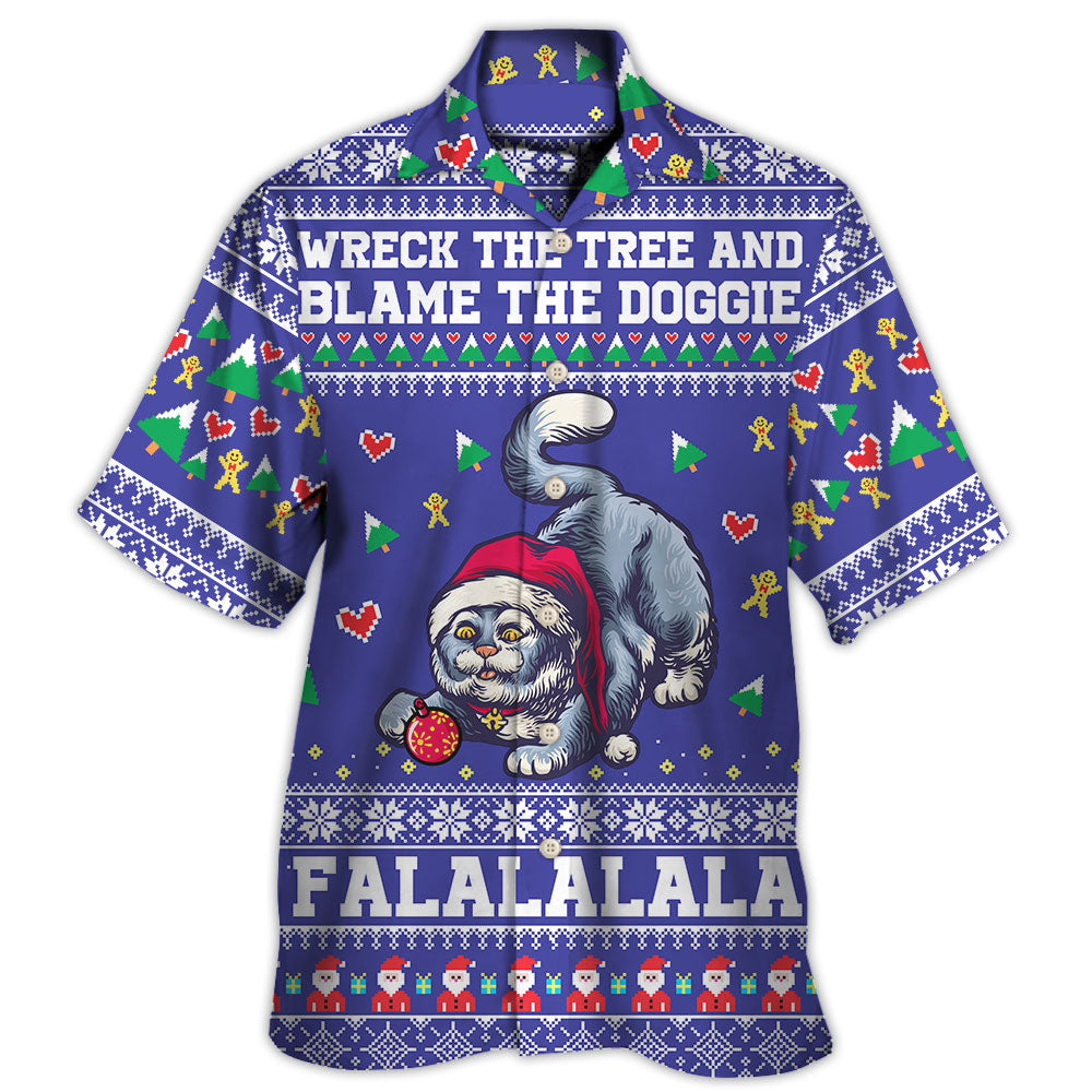 Cat Wreck The Tree And Blame Doggies Christmas Hawaii Shirt Ha95706