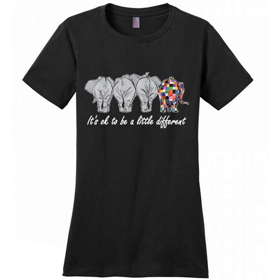 It’s Ok To Be A Little Different, Elephant Design – District Made Women Shirt