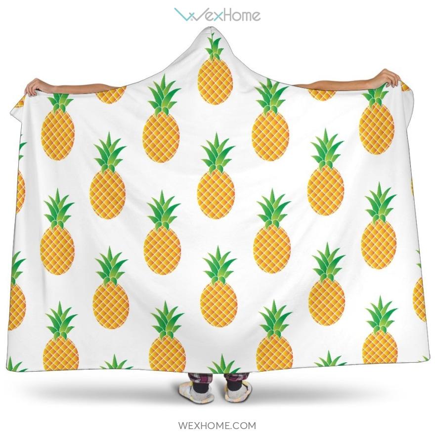 Pineapples Pattern Hooded Blanket