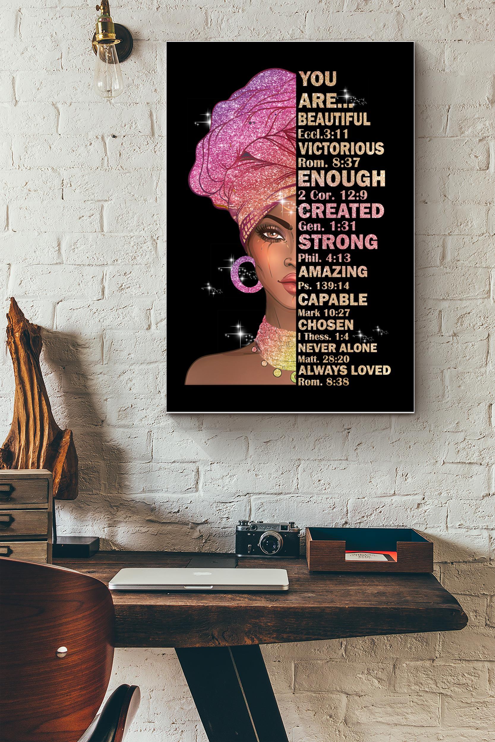 God Says You Are Beautiful Strong Amazing Poster – Black Women Wall Art – Gift For Black Lives Matter Black Women Black People Girl Female (Unframed) Poster