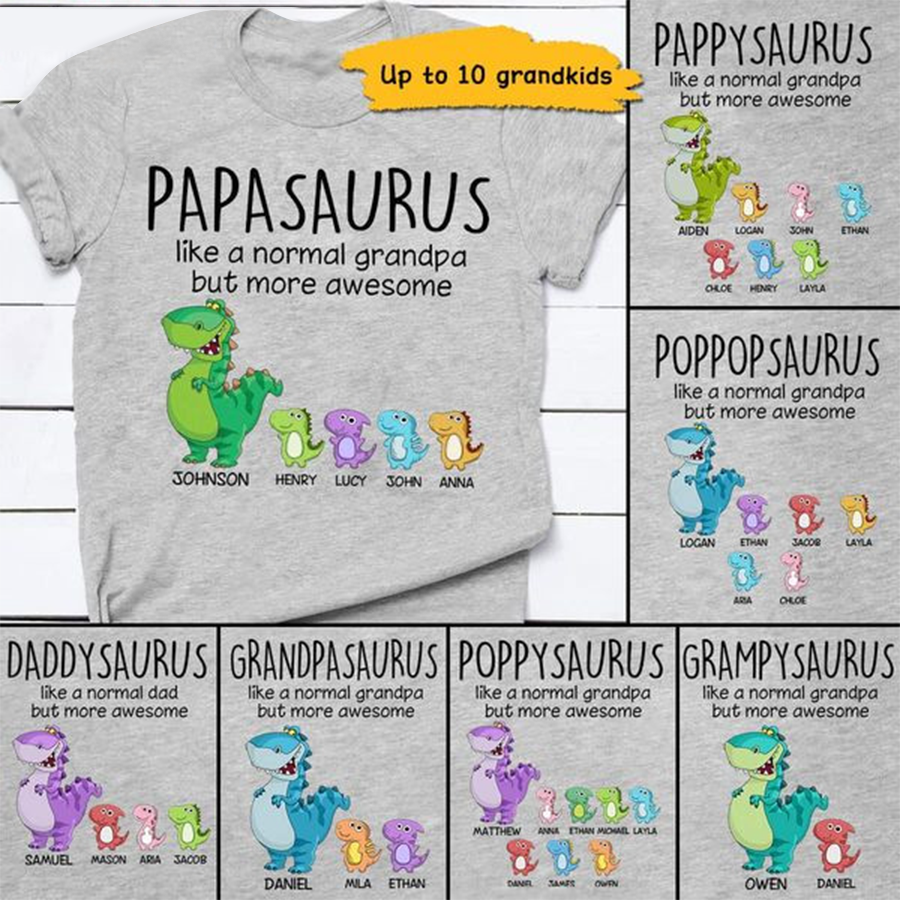 Grandpasaurus And Kids Personalized Shirt (1-10 Kids)