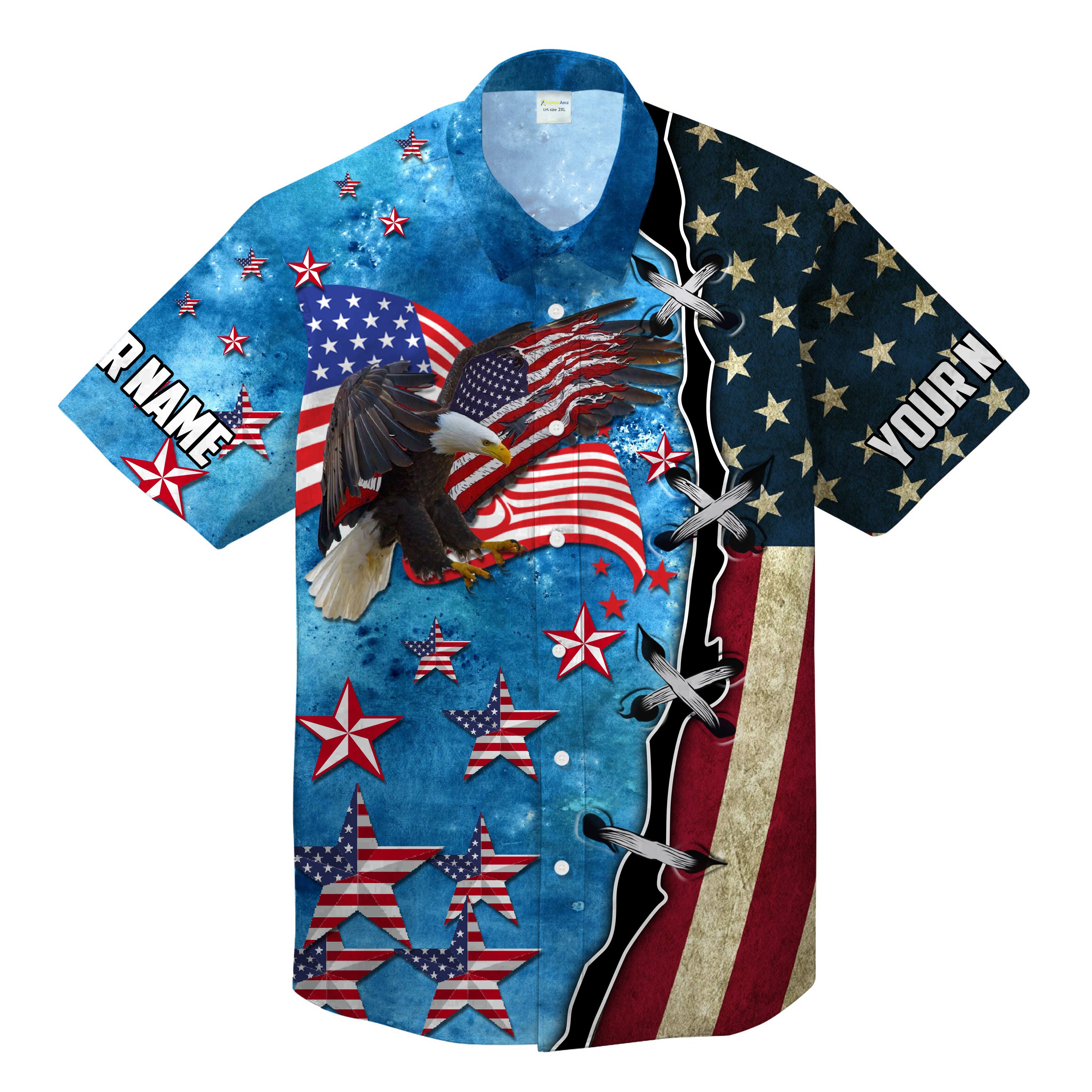 American Flag Eagle Hawaiian Shirt 4th of July – Patriotic USA Independent Apparel Chipteeamz – NLXW145