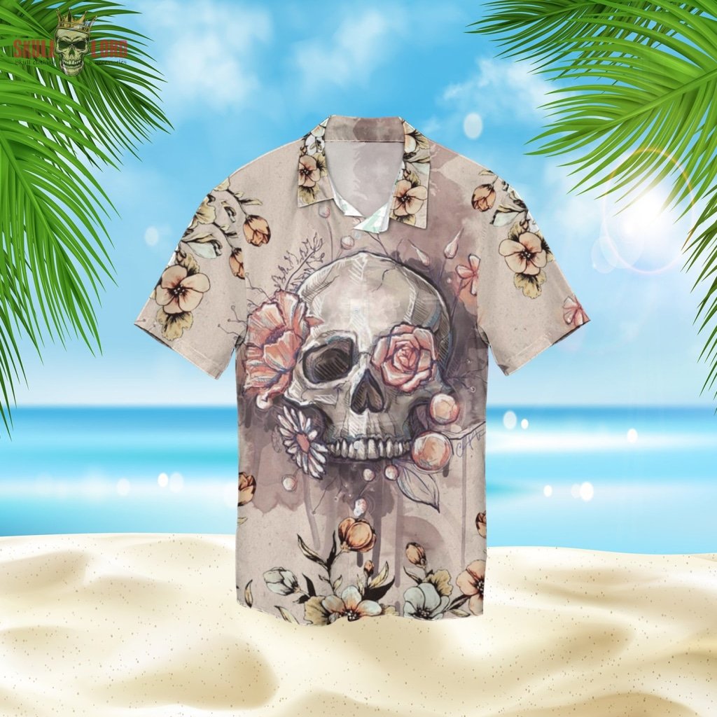 Skull Spring Flower Hawaii Shirt Ha48539