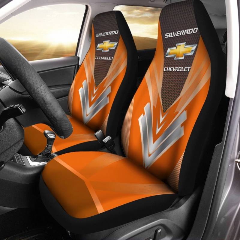 Chevrolet Silverado NTA Car Seat Cover (Set of 2) Ver 2 (Orange)