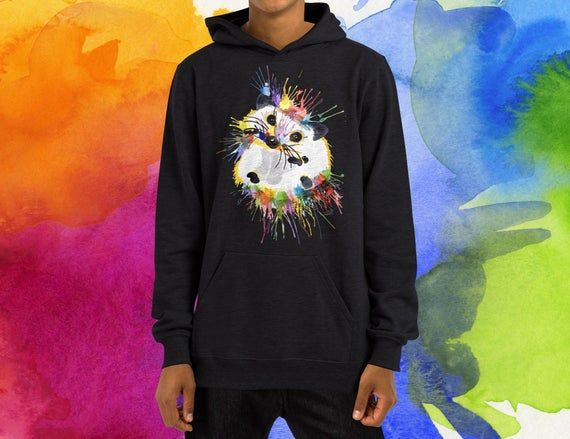 Rainbow Hedgehog Hoodie Spike Hoody Cute Hedgehog Sweatshirt Hedgehog Lover Sweater Spikey Animal Jumper Hedgehog Lover Gift Ideas