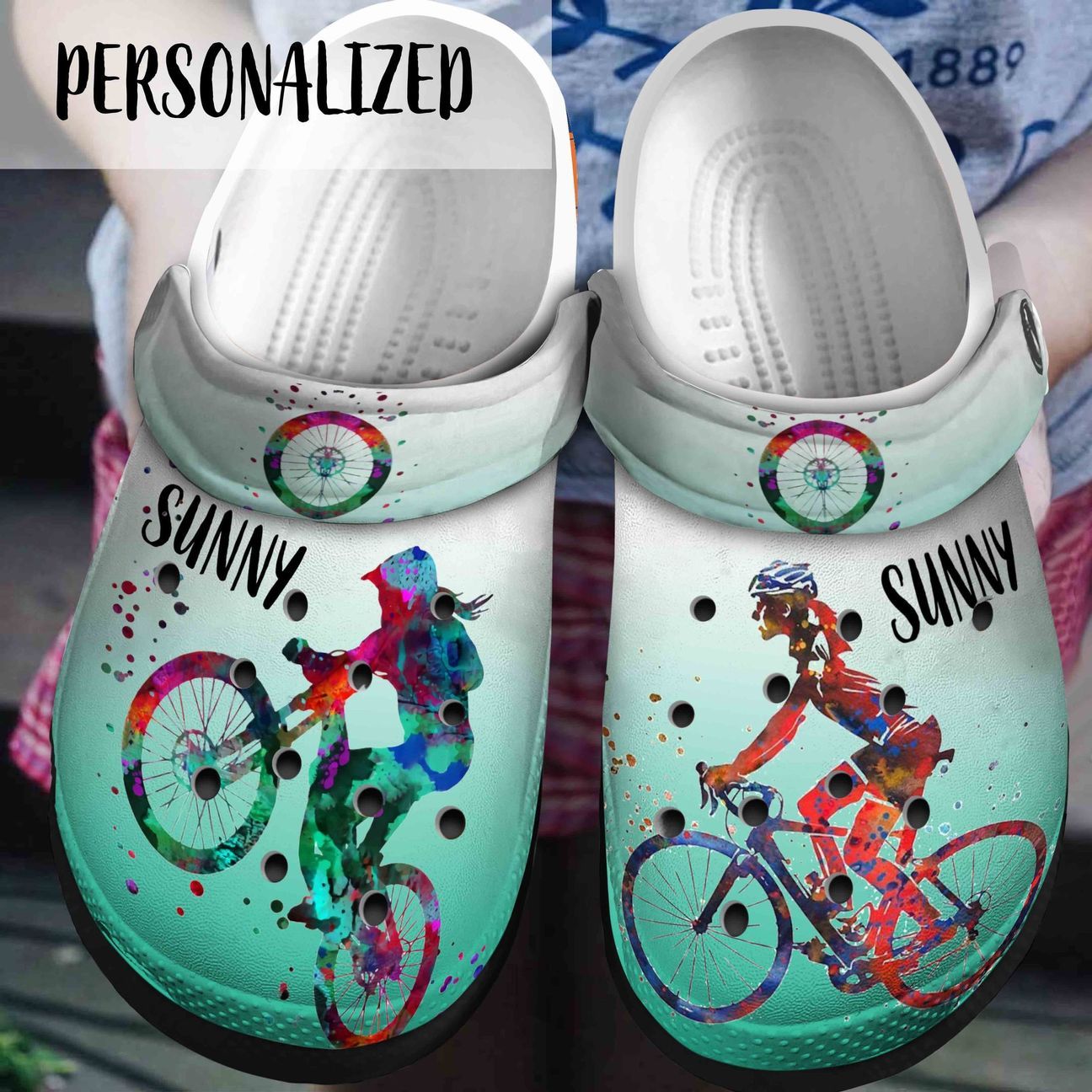 Cycling Personalized Clog, Custom Name, Text, Color, Number Fashion Style For Women, Men, Kid, Print 3D Cycling Girl