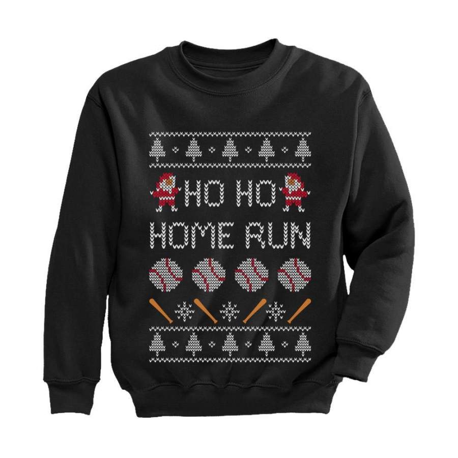 Baseball Ugly Christmas Ho Ho Home Run Toddler/Kids Sweatshirt