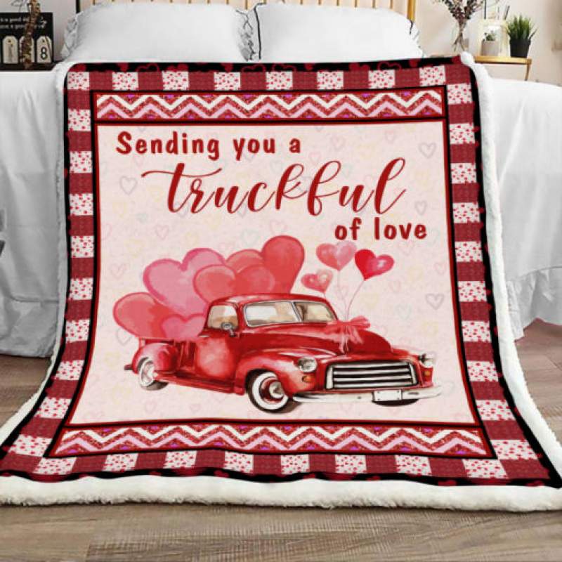 Red Truck Valentine Sherpa Blanket JR1601 68O51