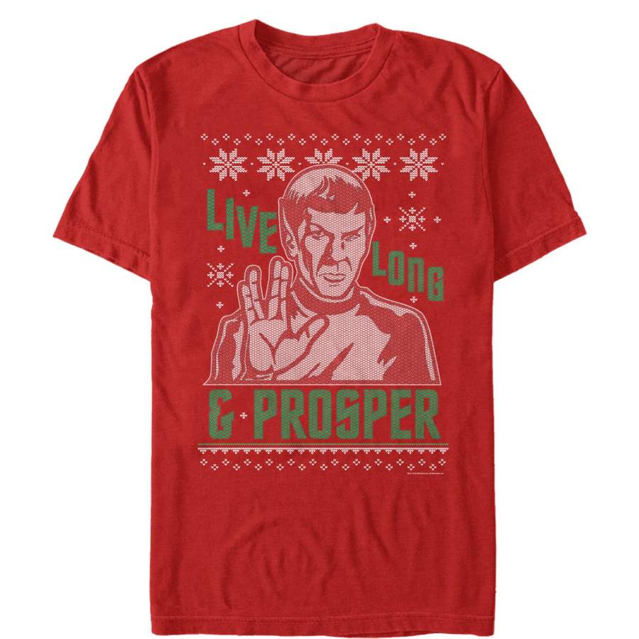 Star Trek Men’s Ugly Christmas Spock  T Shirt