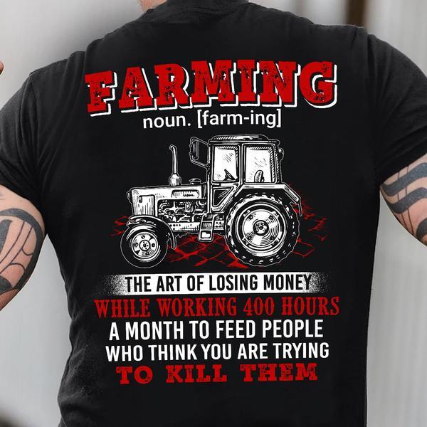 Farming Cool Definition – Back Printed Black T-Shirt Hoodie All Color Size S-5Xl
