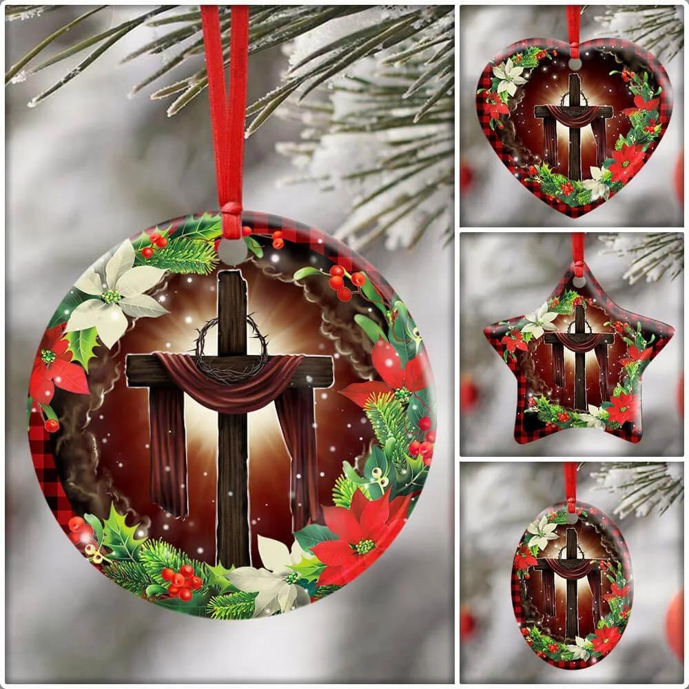 Jesus Christian Cross Christmas Ceramic Ornament Christmas Home Decor