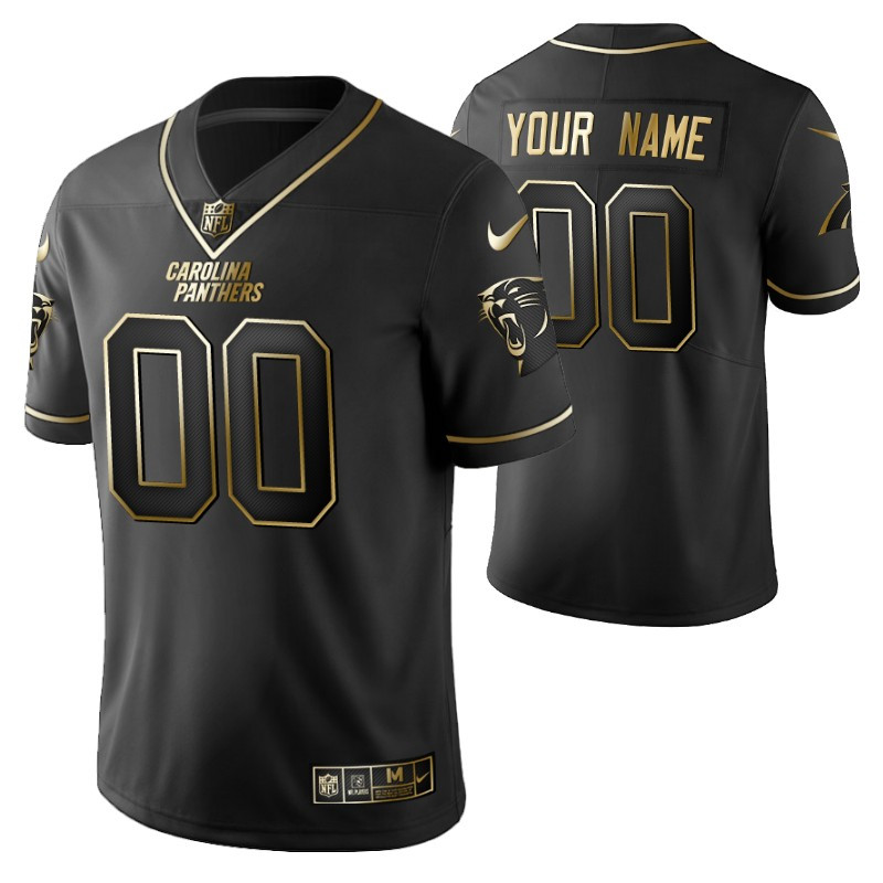 Carolina Panthers 2021 NFL Golden Brandedition Black Jersey Gift With Custom Name Number For Panthers Fans