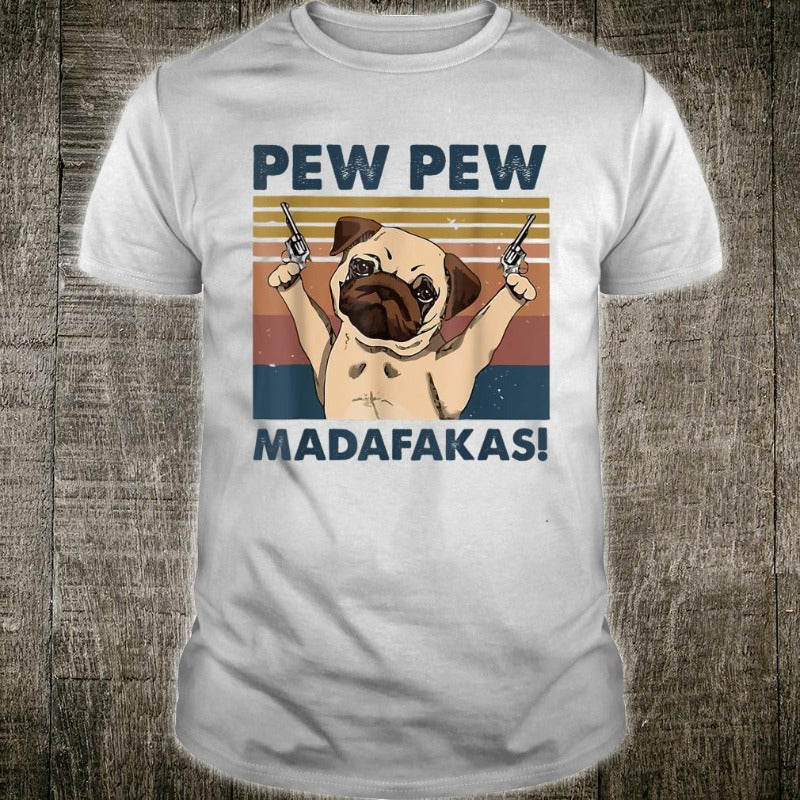 Vintage Pew Pew Madafakas Funny Pug Dog Gift Dog Lovers Classic T-shirt