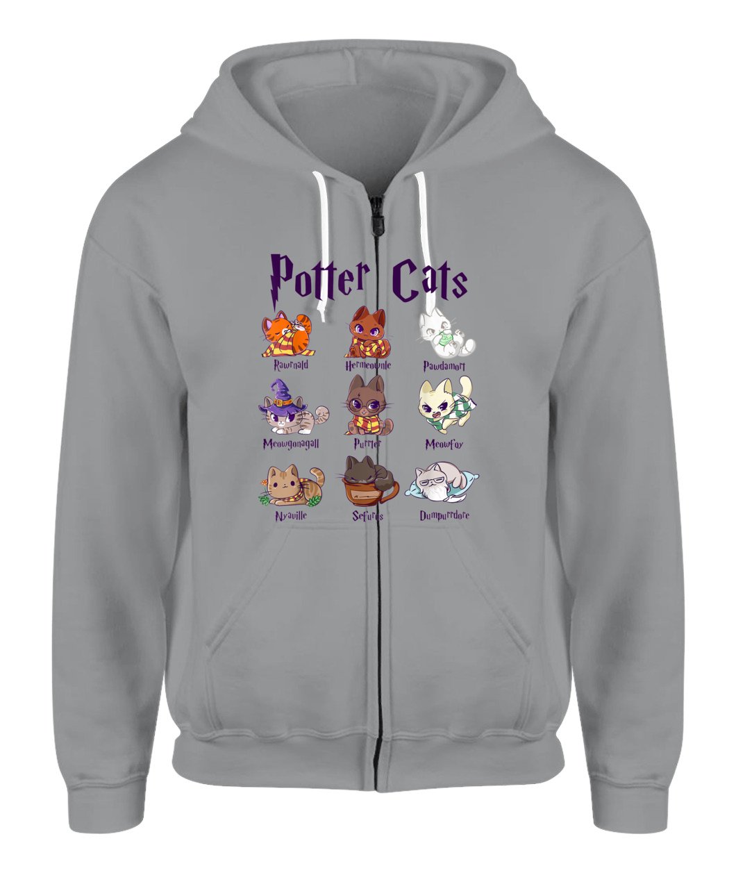 Potter Cats Cute Harry Pawter Kitten Zip-Up Hoodie For Women