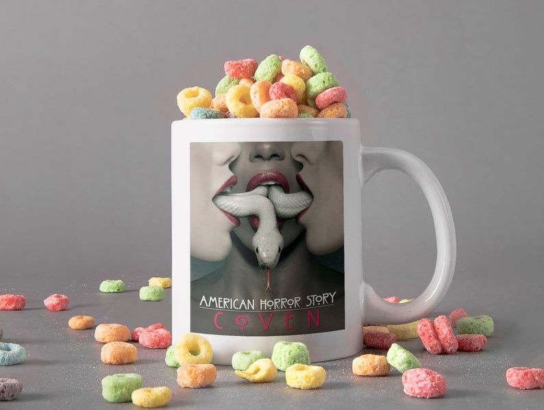 White Mug American Horror Story Coven Mug Double Feature Mug Apocalypse Mug Retro Vintage Mug Premium Sublime Ceramic Coffee Mug H99