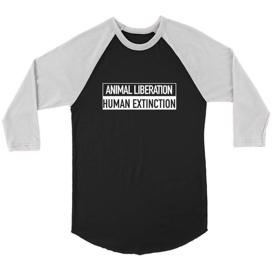 Animal Liberation Human Extinction – Canvas 3/4 Raglan Shirt