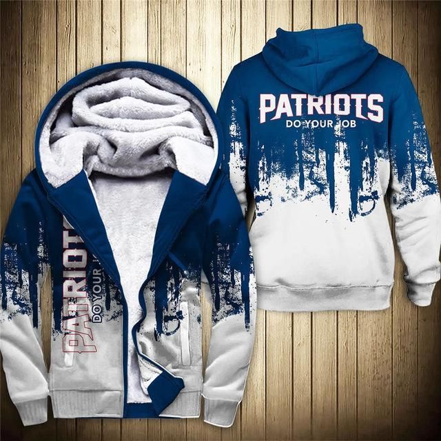 Football Fans Shirt Hoodie New England Patriots 3D Thick Zipper Hoodie