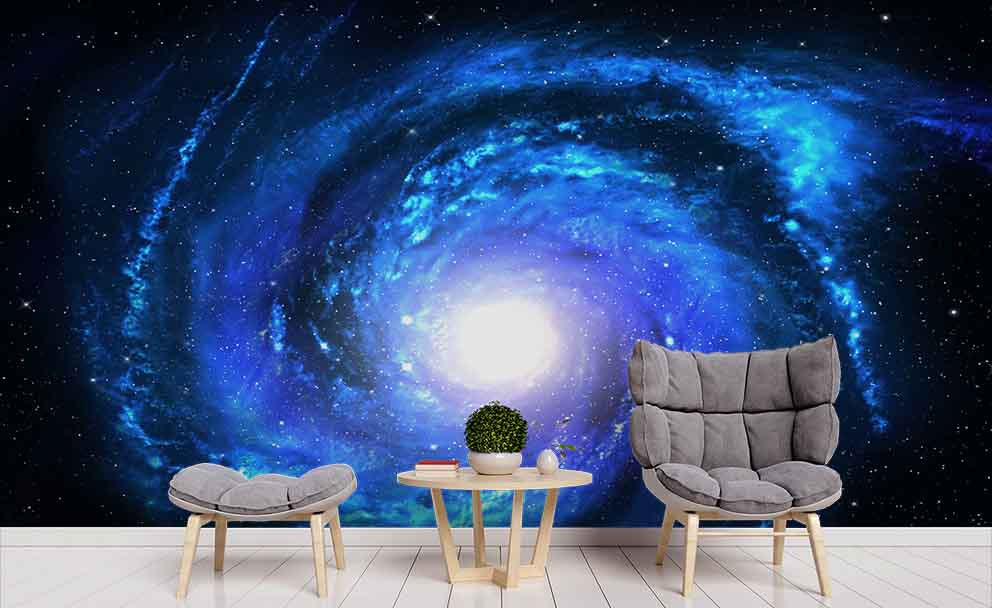 3D Blue Star Nebula Wall Mural Wallpaper 146