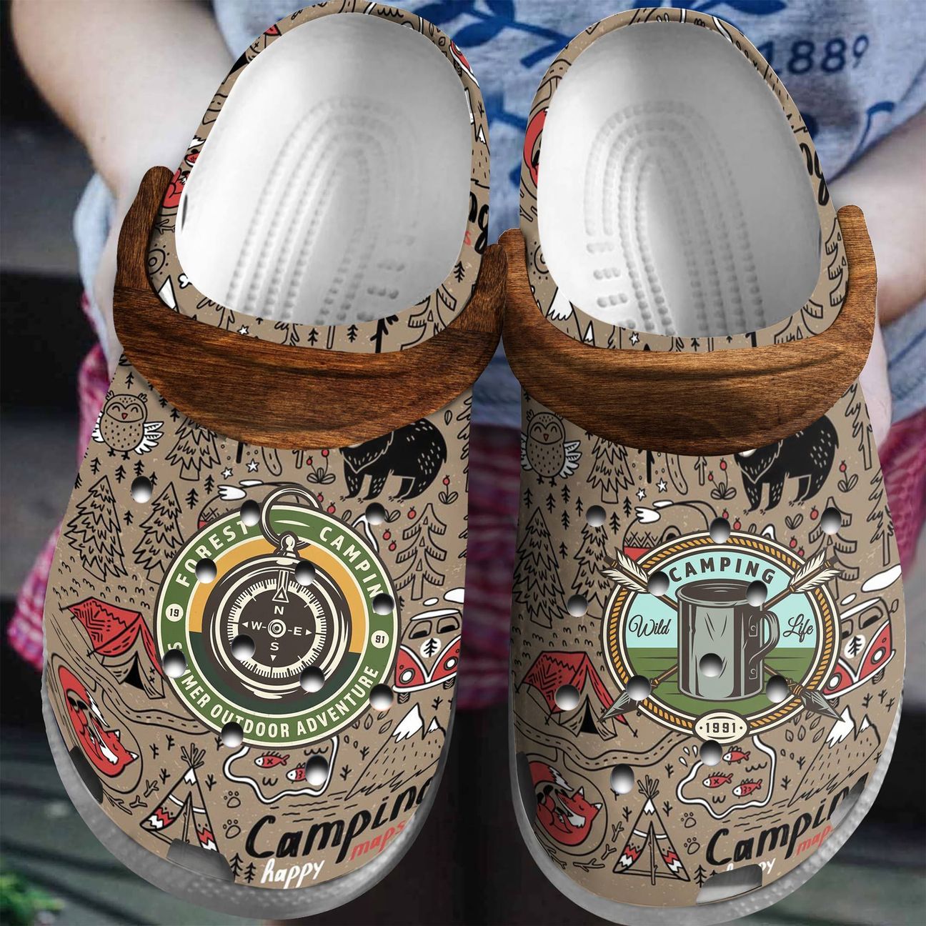 Camping Personalized Clog, Custom Name, Text, Color, Number Fashion Style For Women, Men, Kid, Print 3D Happy Camping Maps