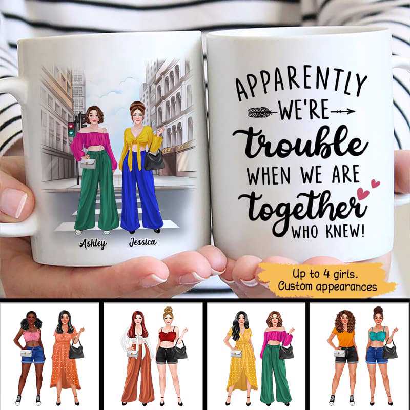 Fashion Besties Crossing Road Gift For Best Friends Personalized Mug