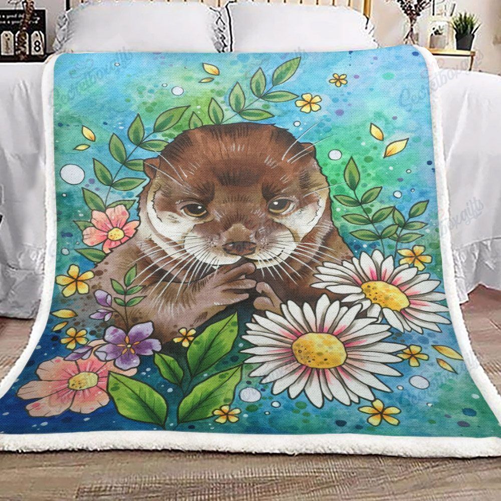 Otter Flower Gs-Cl-Kc0907 Fleece Blanket