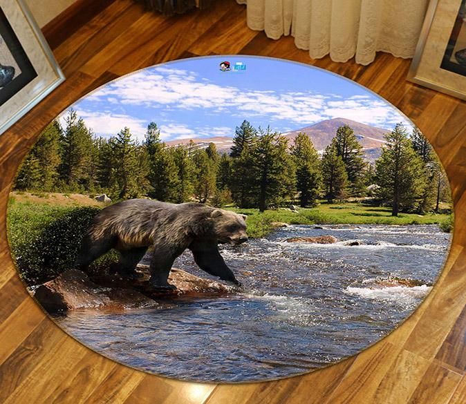 3d Bear River 009 Round Rug Home Decor