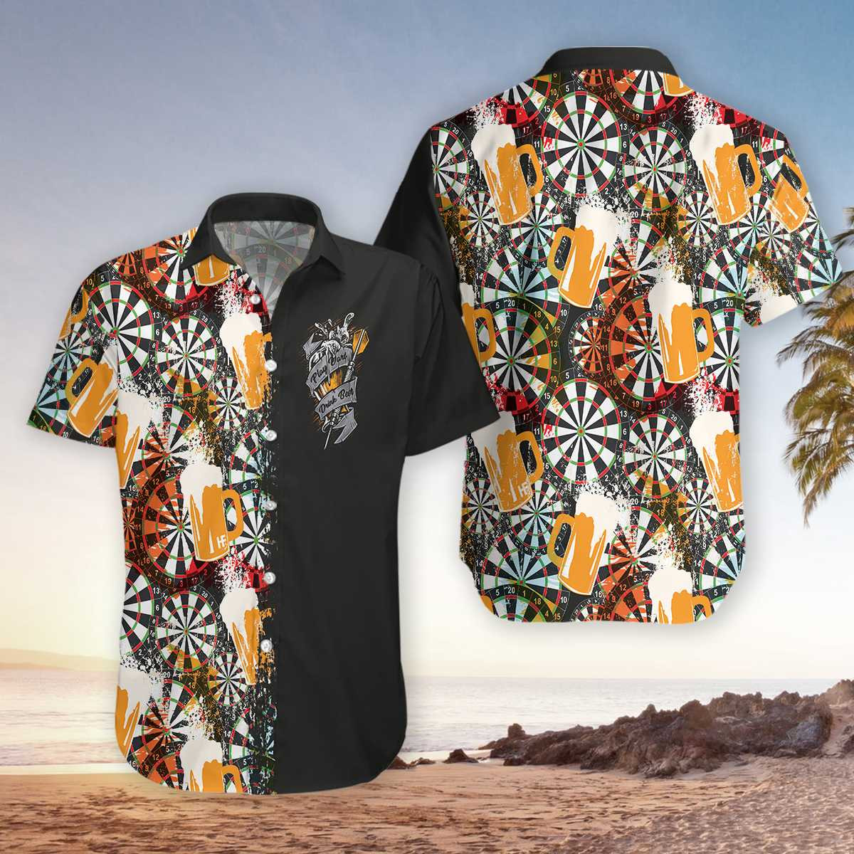 Play Darts With Drink Beer Hawaii Aloha Shirts Dh Ha92138