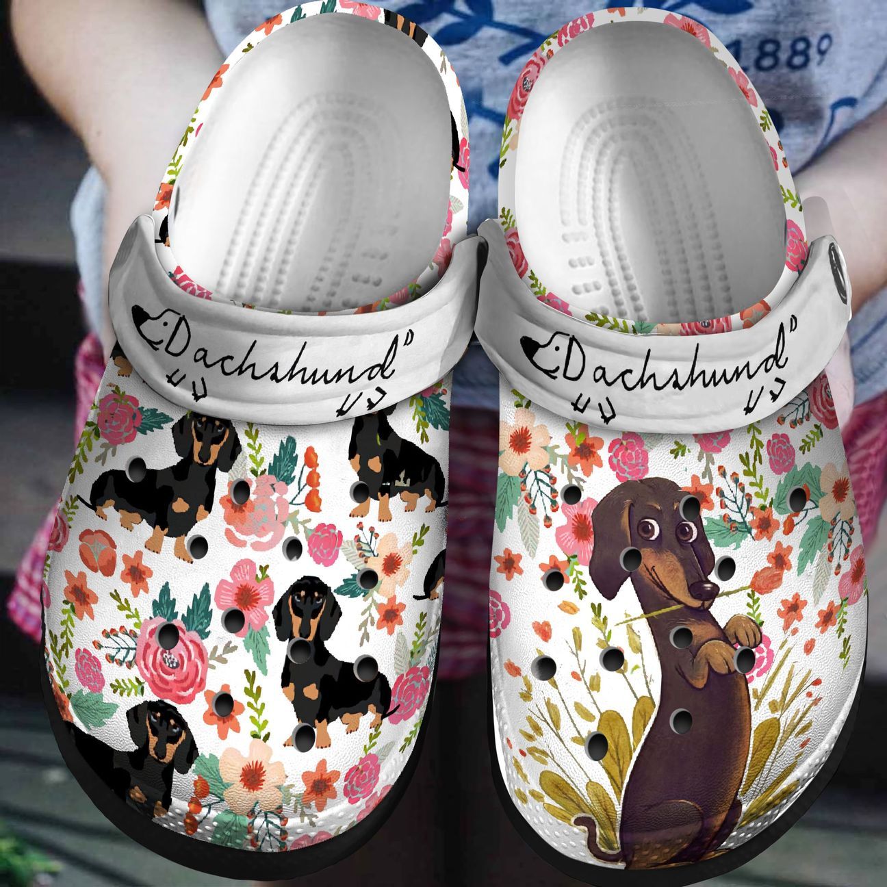 Dachshund Personalized Clog, Custom Name, Text, Color, Number Fashion Style For Women, Men, Kid, Print 3D Adorable Dachshunds