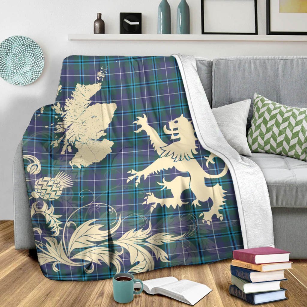 Tartan Blanket Douglas Modern Tartan Scotland Lion Thistle Map Plaid Blanket