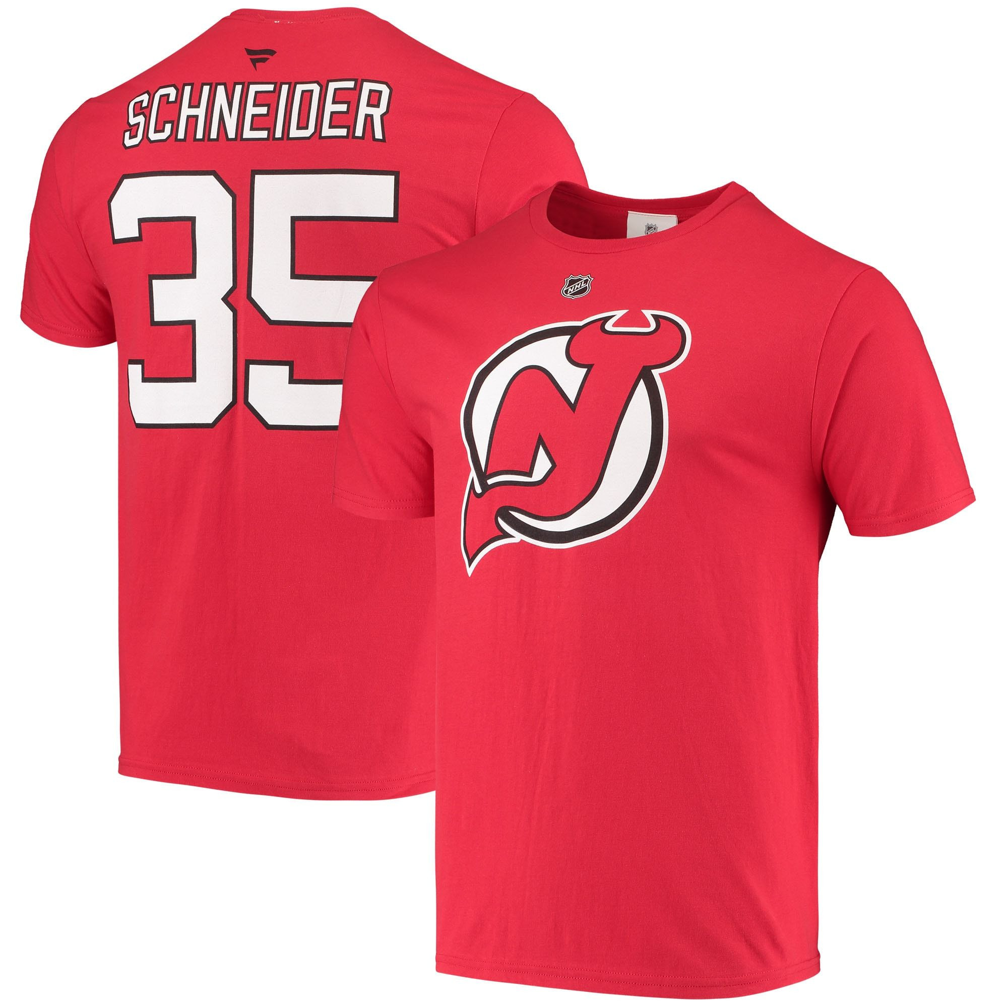 Men’S Fanatics Branded Cory Schneider Red New Jersey Devils Name & Number T-Shirt