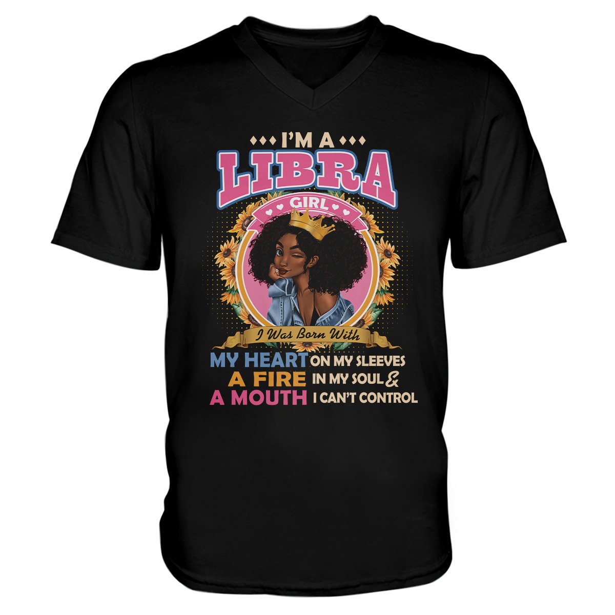 Black Queen Im A Libra Girl Ez13 1609 Men V-Neck T-Shirt