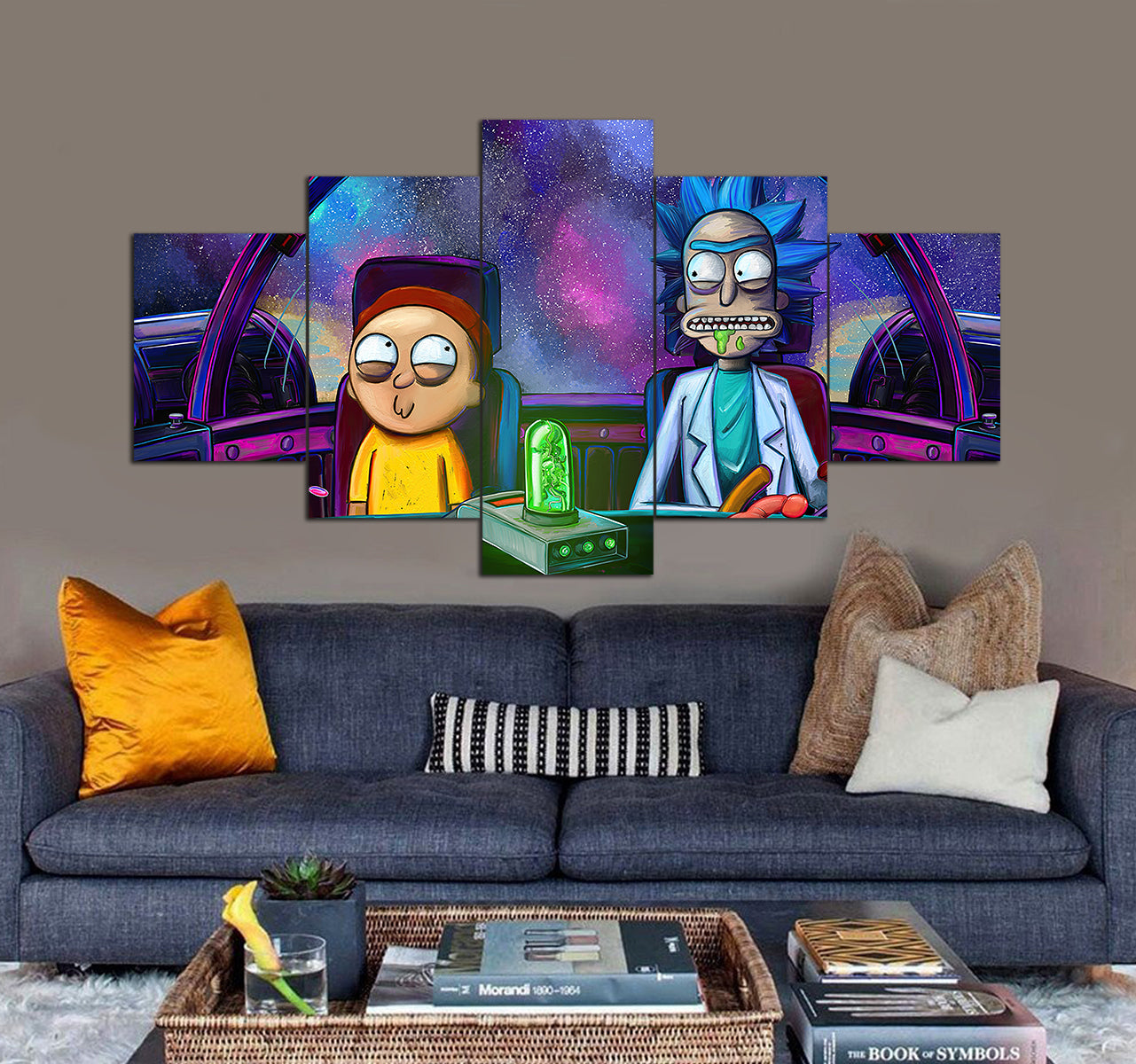 Rick and Morty Spaceship 3D 5 piece canvas art