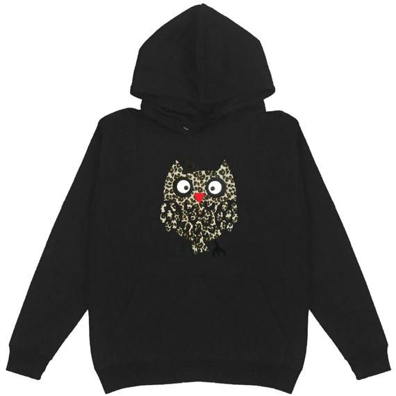 Brown Leopard Owl Patch Pullover Hoodie Plus Size Unisex Bling Bling Handmade Cute Animal 212 2 brown