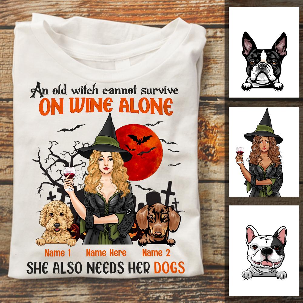 Personalized Dog Witch Fall Halloween T Shirt