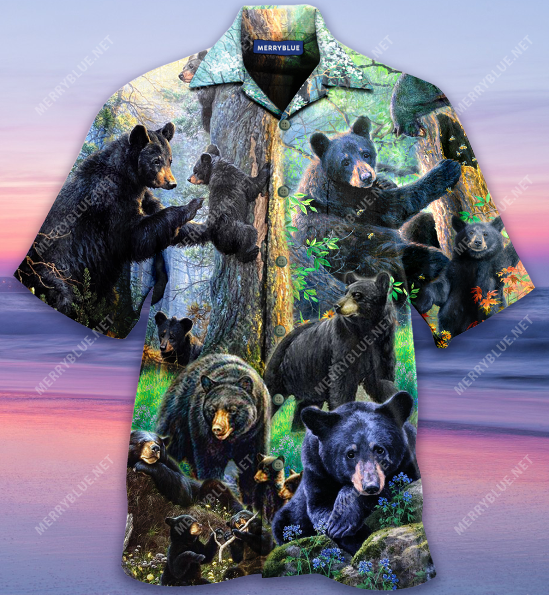 Black Bear Family Into Spring Unisex Hawaii Shirt Ha111113