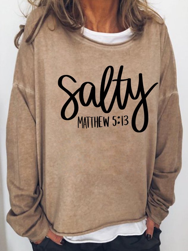 Women Salty Christian Quote Regular Fit Long Sleeve Top