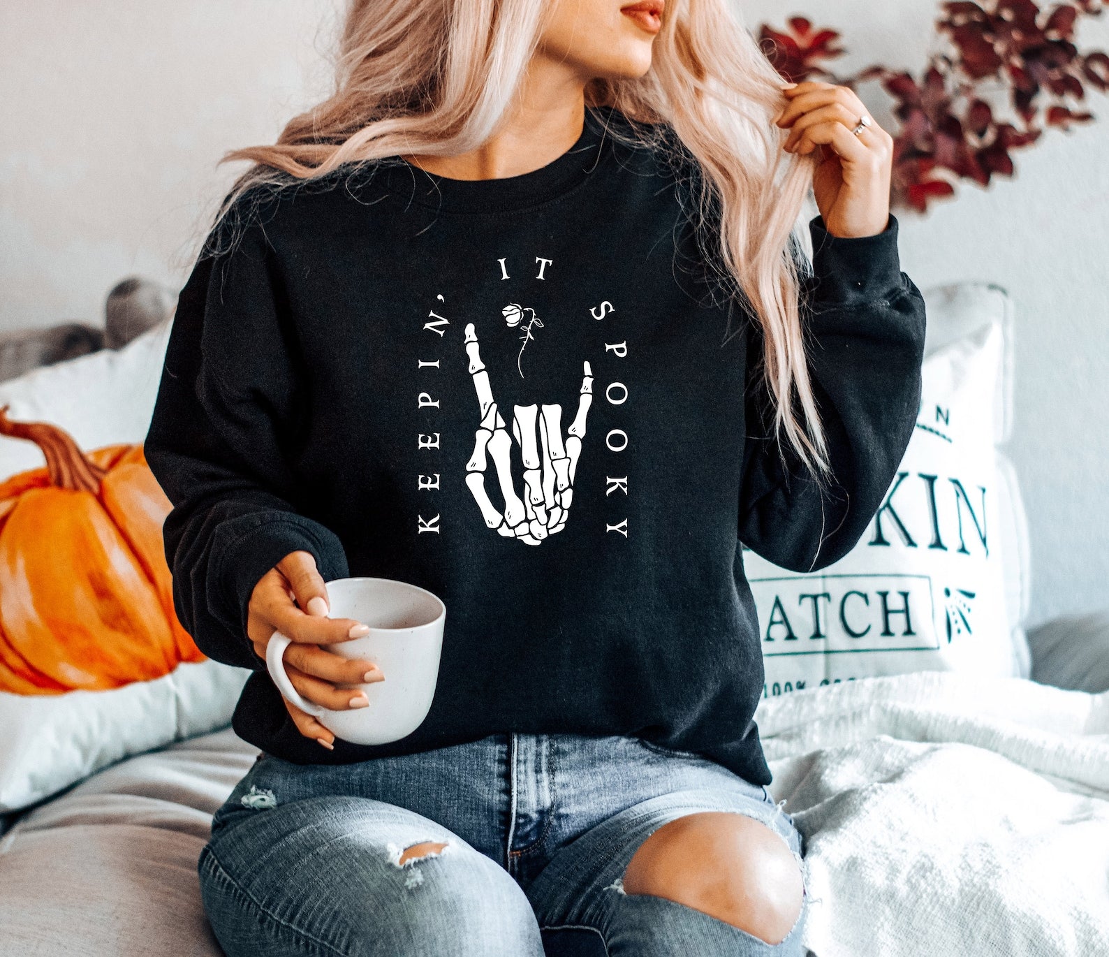 Womens Halloween Sweatshirt 2D Crewneck Sweatshirt All Over Print Sweatshirt For Women Sweatshirt For Men