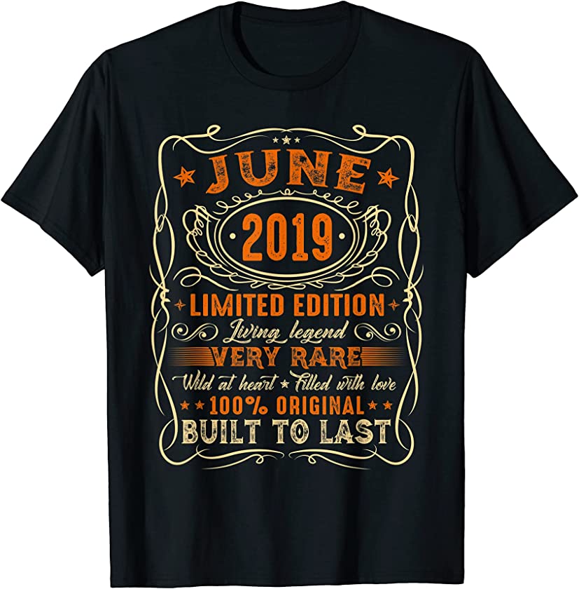 2nd Birthday Distressed June 2019 Vintage Retro 2 Years Old T-Shirt