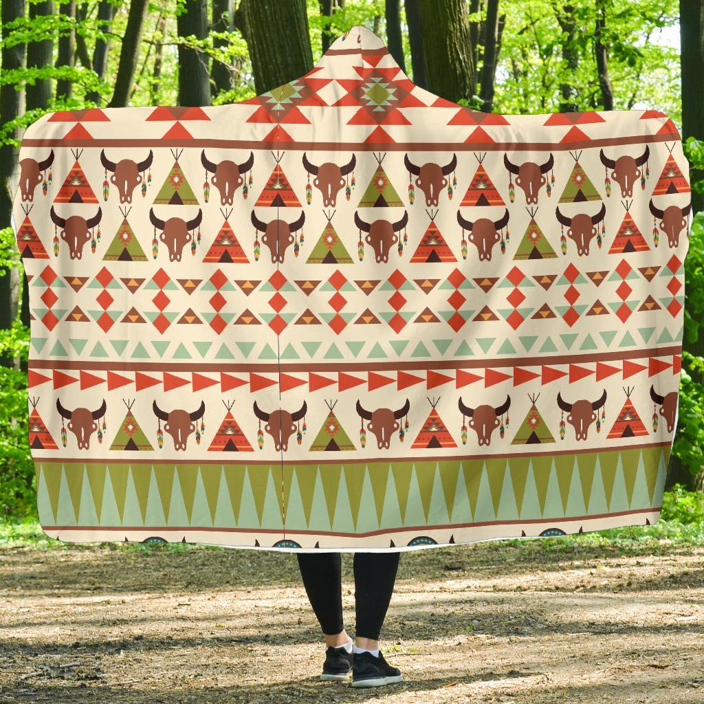 American Indian Ethnic Pattern Hooded Blanket