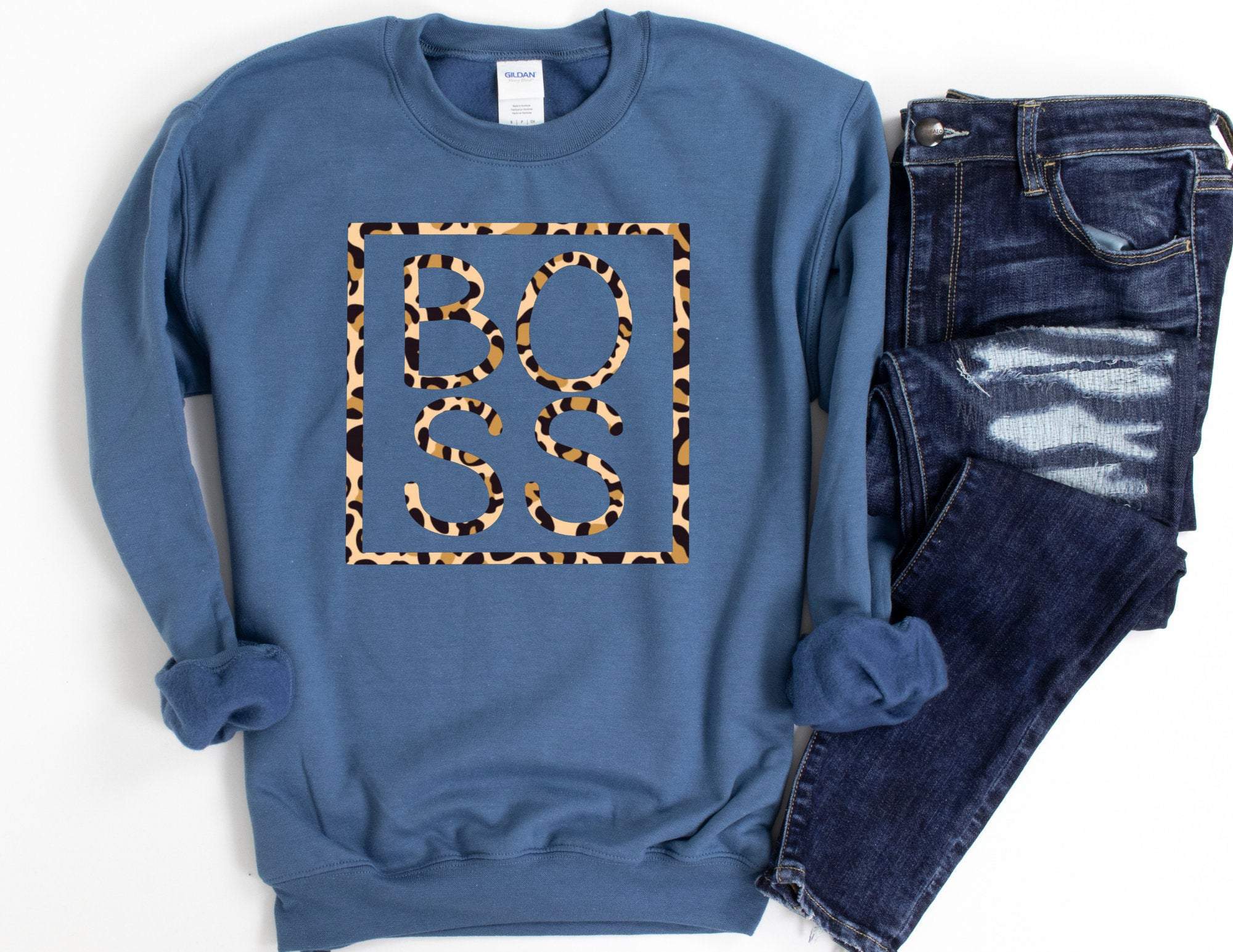 Boss Leopard Square Sweatshirt, Boss Sweatshirt, Gift For Boss, Boss Sweater, Boss Shirt, Sweater For Boss T-Shirt Hoodie All Color Size S-5Xl